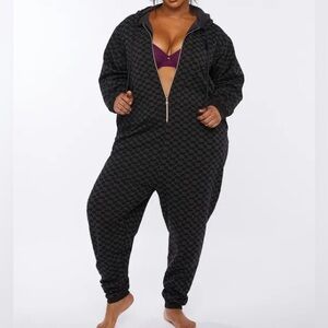 Savage x Fenty Forever Hooded Black Caviar Monogram Rose Gold Plus Size Onesie